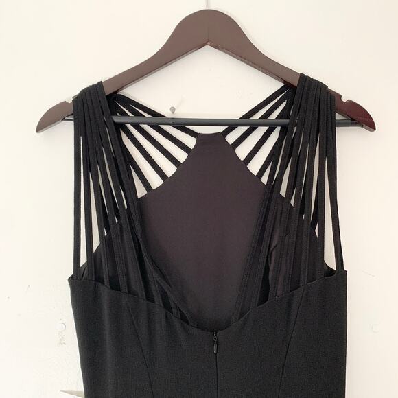 Dress the Population Harlow Crepe Long Black Strappy Gown New - Picture 4 of 9